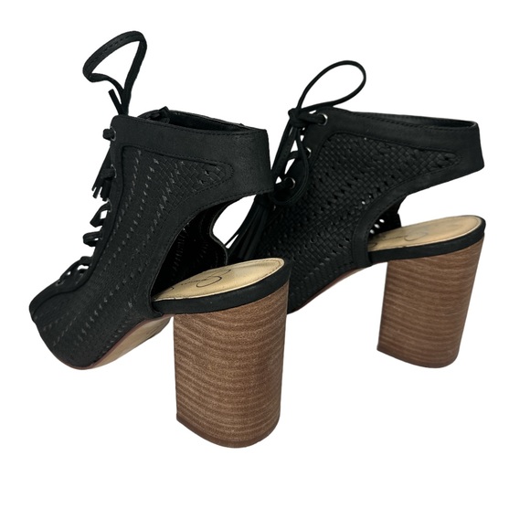 Jessica Simpson Tinnay Lace Up Heeled Sandal, Black, Size 6 1/2 - Picture 2 of 5